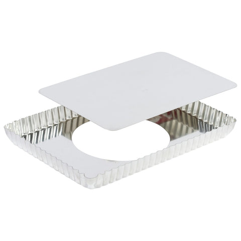 Louis Tellier Gobel Tin Rect Fluted Tart Mould Loose Bottom 11 3/8''X1''H (125810)