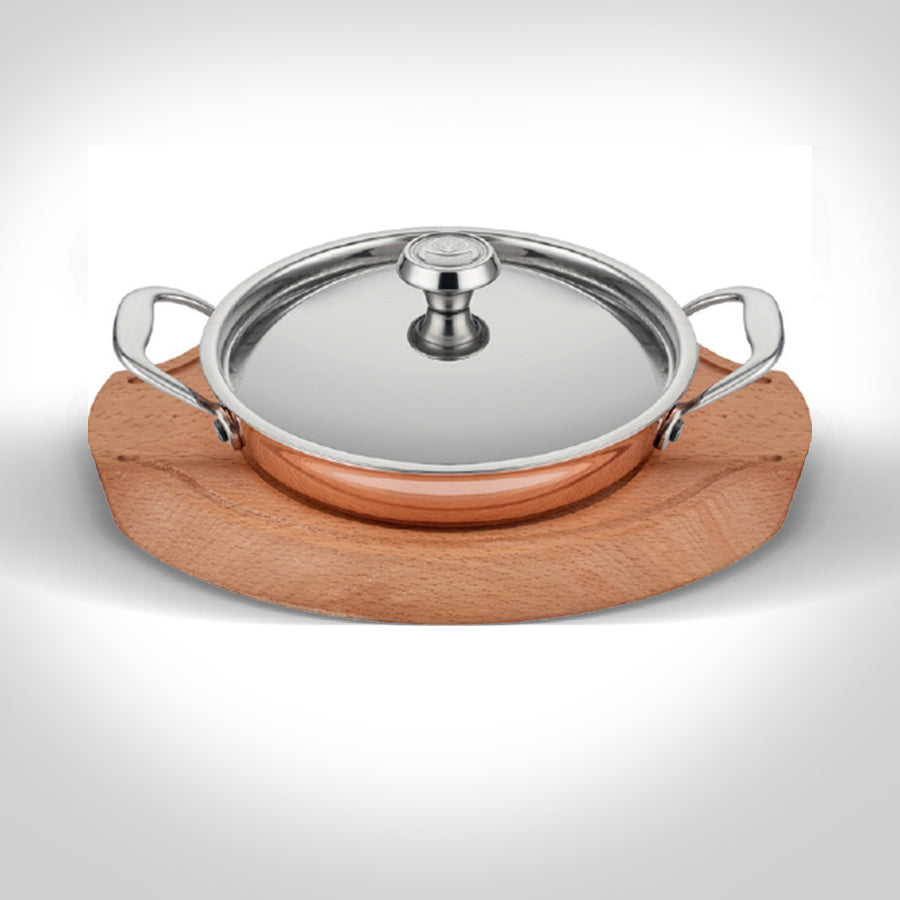 ABM Elite Multi Metal Copper Round Dish 14cm + Lid + Trivet(A 102YS 14KA)