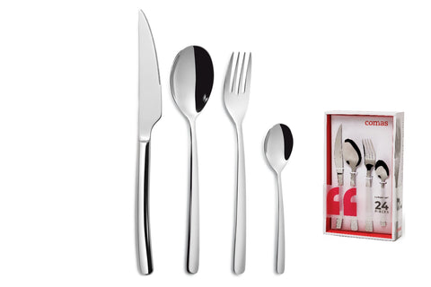 Comas 24 Pieces Table Top Cuba 18/10 Stainless Steel 3mm Silver(2764)
