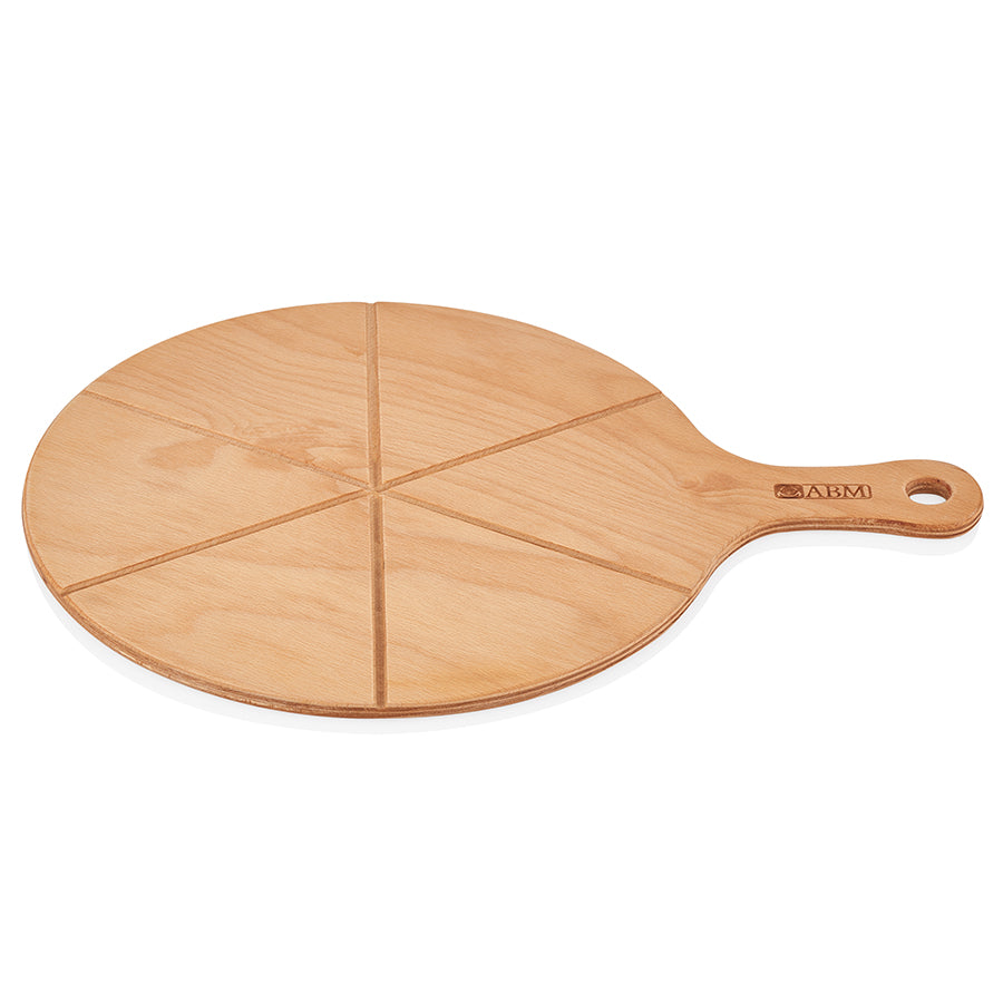 ABM Round Pizza Serving Board 34cm With handle With Slices (A 100SK 34)