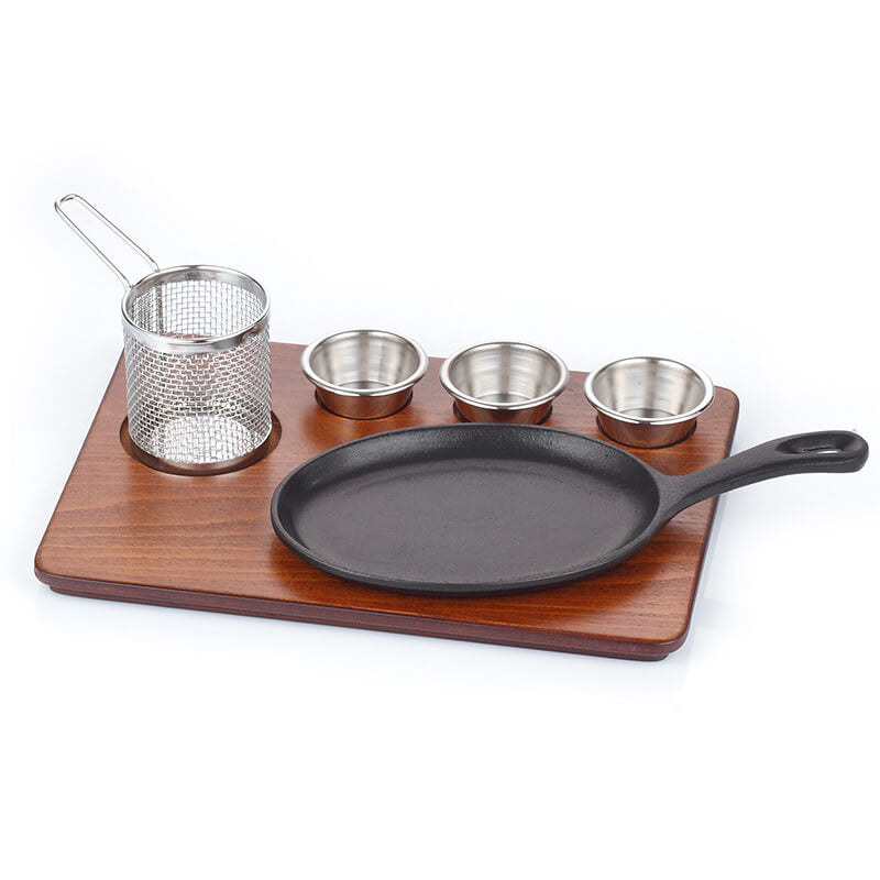 ABM Iron Cast Oval Fajita Serving Set-Medium Density Fiber (A 153 07)