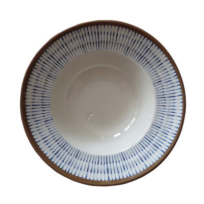 Adrier Cream and Blue With Brown Edge Round Plate - 20 Cm Ø X 5.5 Cm High (CHRB20-CB)