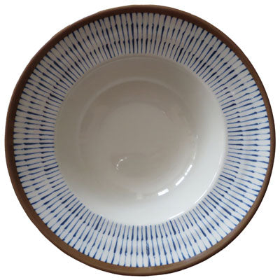 Adrier Cream and Blue With Brown Edge Pasta Bowl - 25 Cm Ø X 7 Cm High (CHRB25-CB)