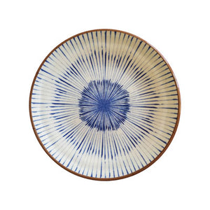 Adrier Cream and Blue With Brown Edge Small Round Plate - 17.5 Cm Ø X 2 Cm High (CHRP17-CB)