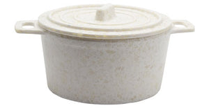 Adrier White Marble Large Round casserole - 15 Cm Ø X 8.5 Cm High With 19 Cm Handle (RCQ1510-MWH)