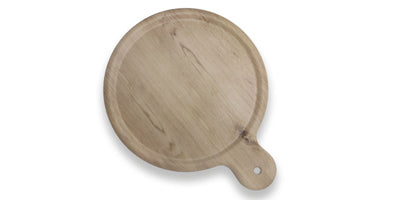 Adrier Wood/White Round Plate With Handle - 40 Cm (TTPP1215-WW)