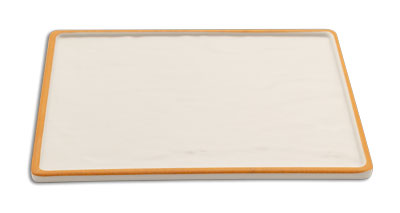 Adrier White With Orange Edge Large Rectangular Platter - 31 X 23 X 1.5 Cm (TTRP3123-WO)