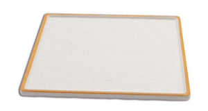 Adrier White With Orange Edge Large Square Platter -26 X 26 X 1.5 Cm (TTSQP26-WO)