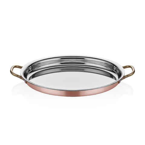 ABM Multi Metal Copper Oval Low Omelette Pan 25x17x3cm(A 101OS 25)