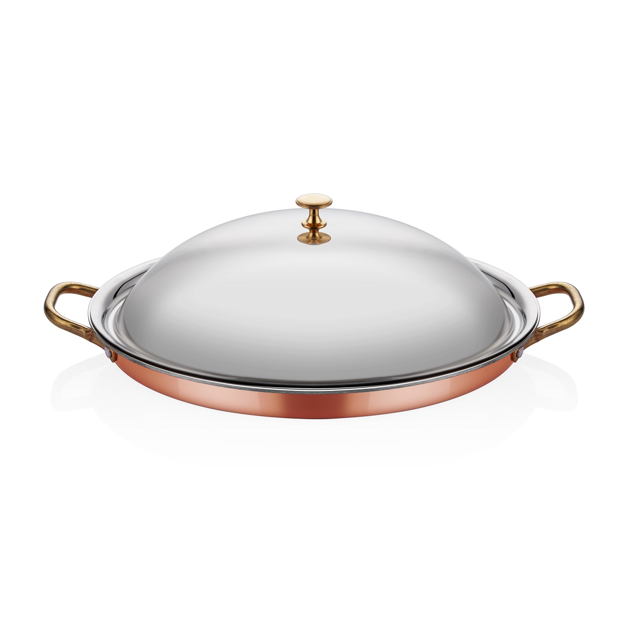 ABM Multi Metal Copper Oval Low Omelette Pan 25x17x3cm + Lid(A 101OS 25K)