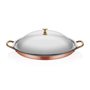 ABM Multi Metal Copper Oval Low Omelet Pan 28*21*6CM + Lid(A 101OS 28K)