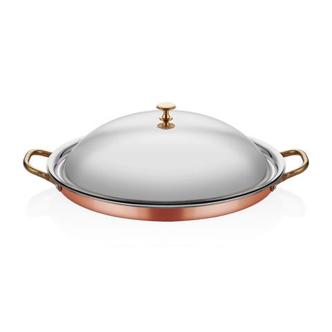 ABM Multi Metal Copper Oval Low Omelet Pan 28*21*6CM + Lid(A 101OS 28K)