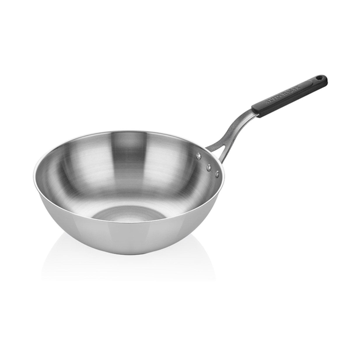 ABM Steel Round Wok Pan With Silicone Handle 26cm (A 107WK 26S)