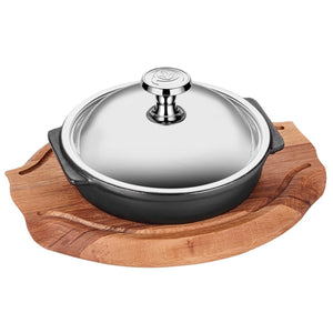 ABM Iron Cast Round Stew Pot 16cm + Stainless Steel Lid  + Trivet (A 120GV 16KA)