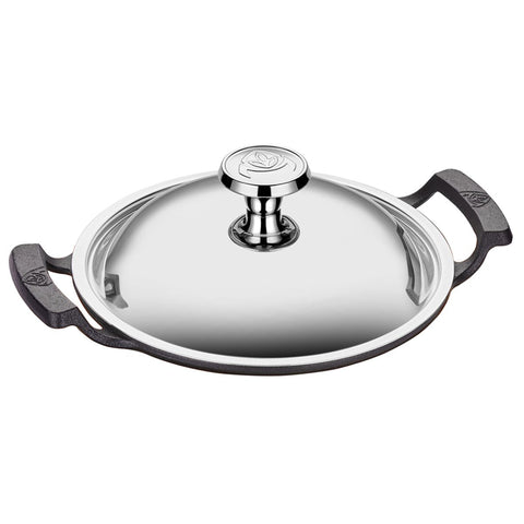 ABM Iron Cast Round Shallow Wok 20cm + Stainless Steel Lid (A 120SK 20K)