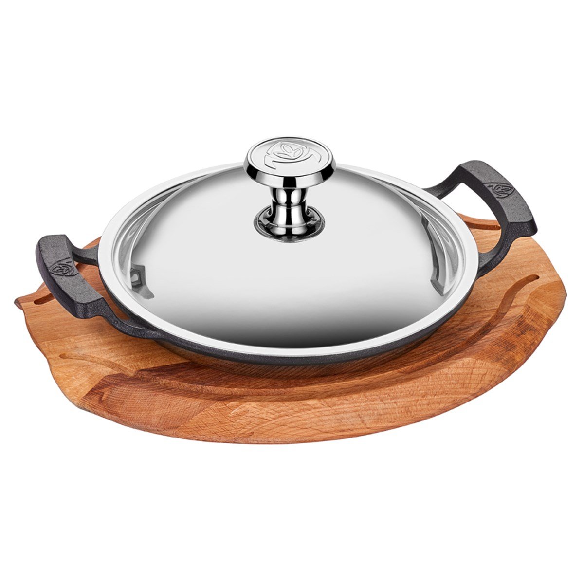 ABM Iron Cast Round Shallow Wok 20cm + Stainless Steel Lid + Trivet (A 120SK 20KA)