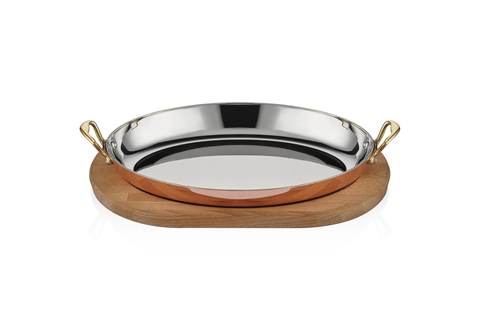 ABM Multi Metal Copper Oval Dish Oval 30*20*5cm+Trivet(A 101OV 30A)