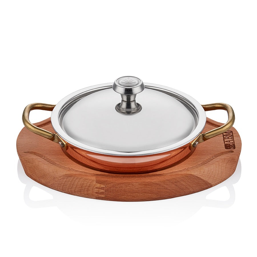 ABM Multi Metal Copper Induction Round Dish 16cm + Trivet + Lid(A 103YS 16KA)
