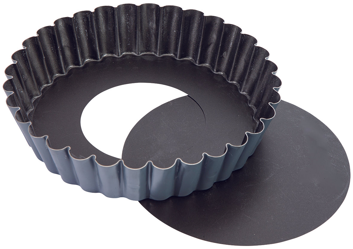 Matfer Bourgeat Exopan Steel Non-stick Fluted Tartlet Mold With Removable Bottom  9 7/8" (331684)