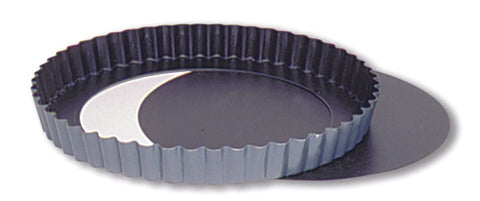 Matfer Bourgeat Exopan Steel Tart Mold With Removable Bottom, Nonstick, Fluted, 6 1/3  (332221)